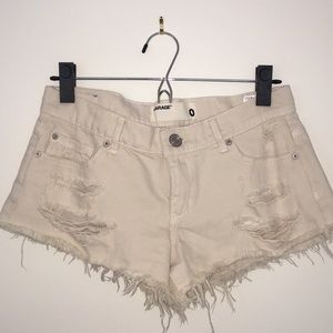 Garage tan distressed shorts